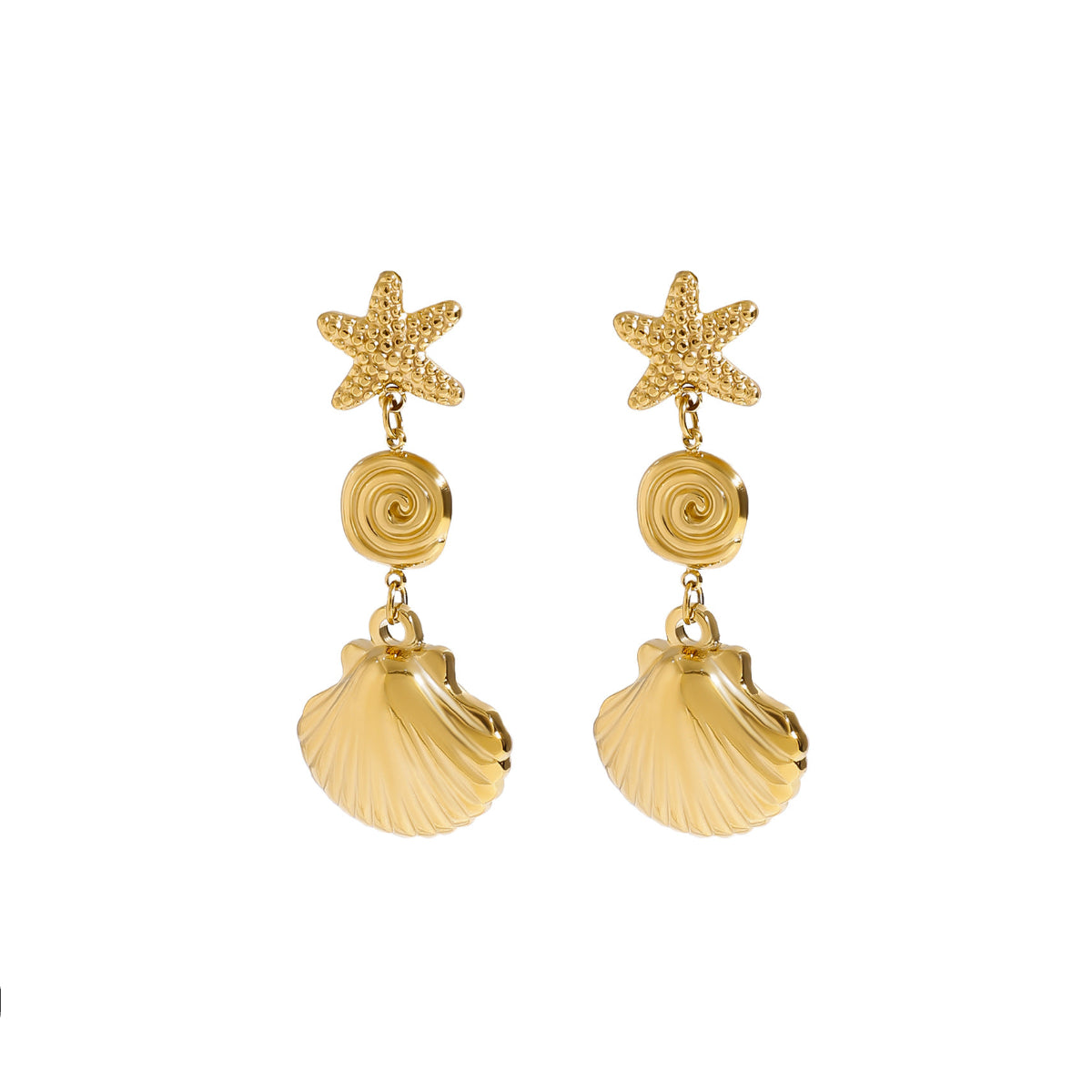 LILA STARFISH SHELL CHANDELIER EARRINGS
