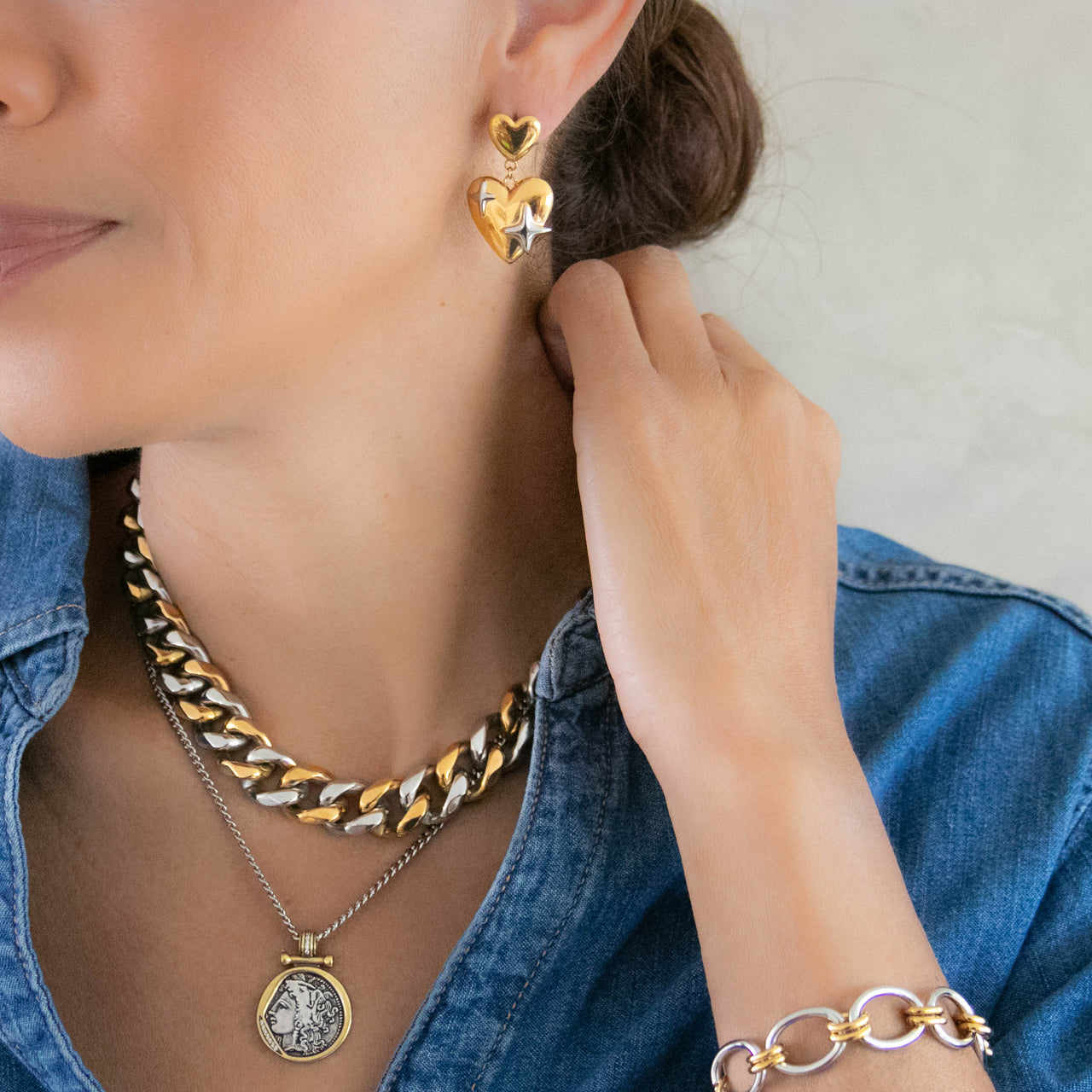 ATHENA MIXED METAL NECKLACE