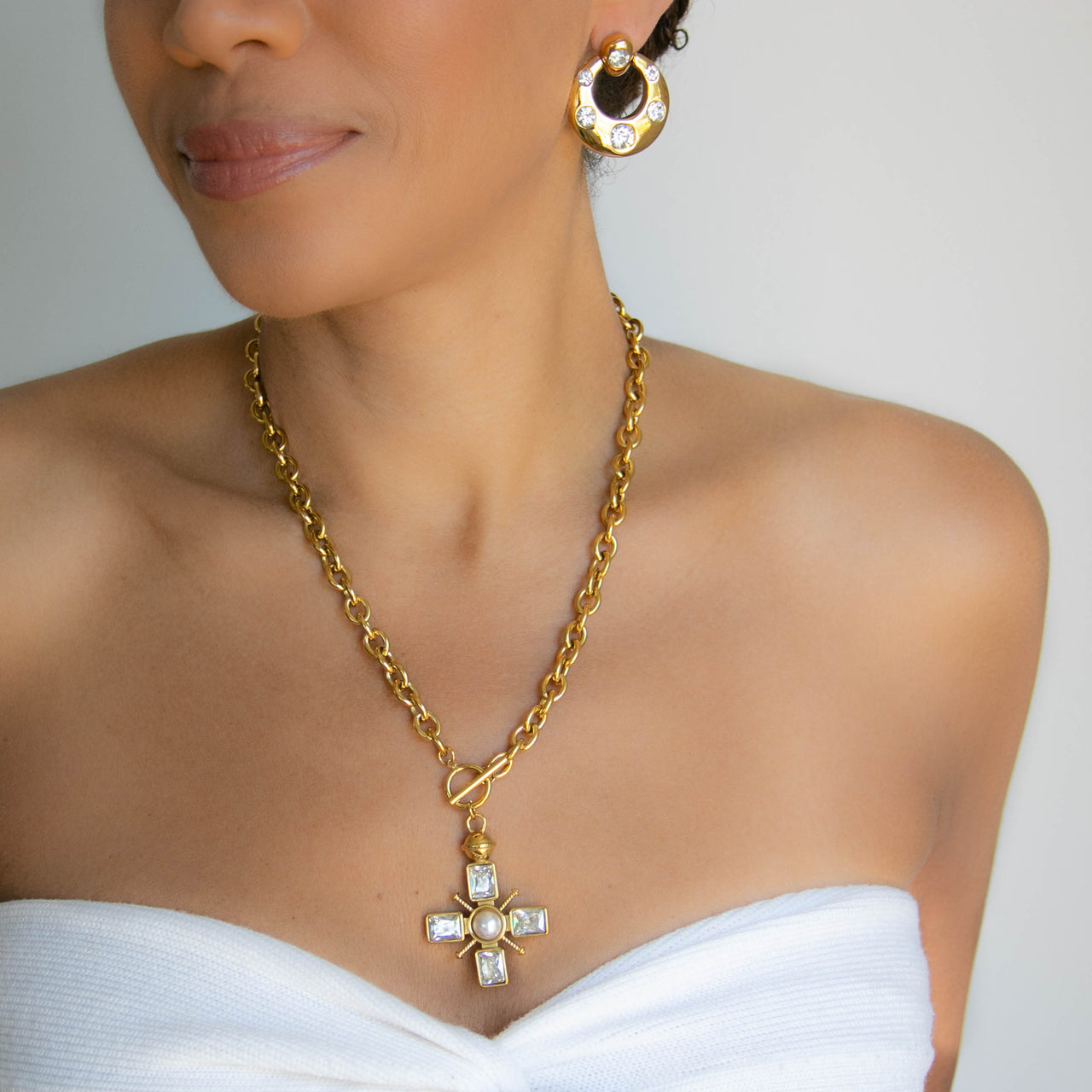 NATALIA CRYSTAL CROSS NECKLACE