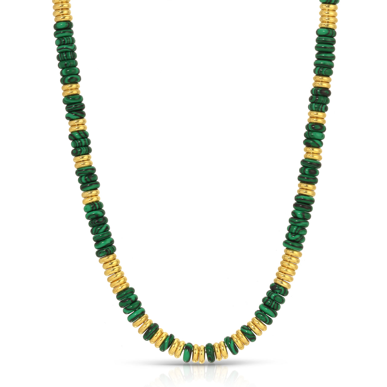 JAIDA MALACHITE BEAD AND TUSK NECKLACE SET