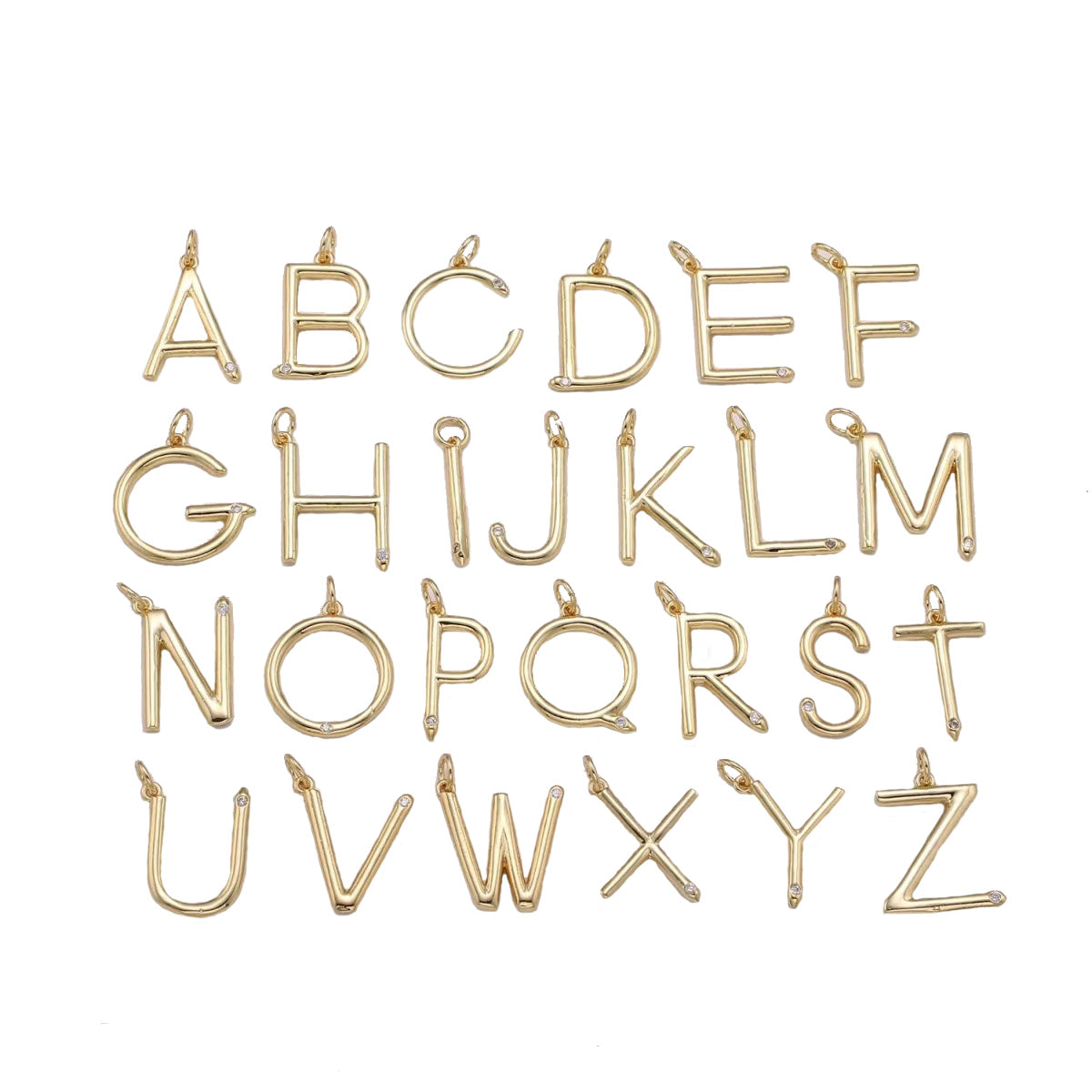GOLD CRYSTAL INITIAL CHARM